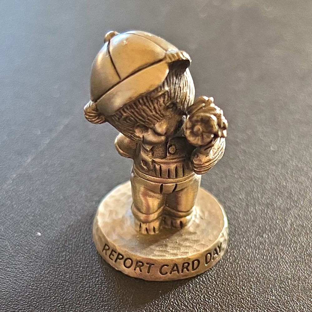 Avon Fine Pewter "Report Card Day" Figurine Boy with Flower 1984